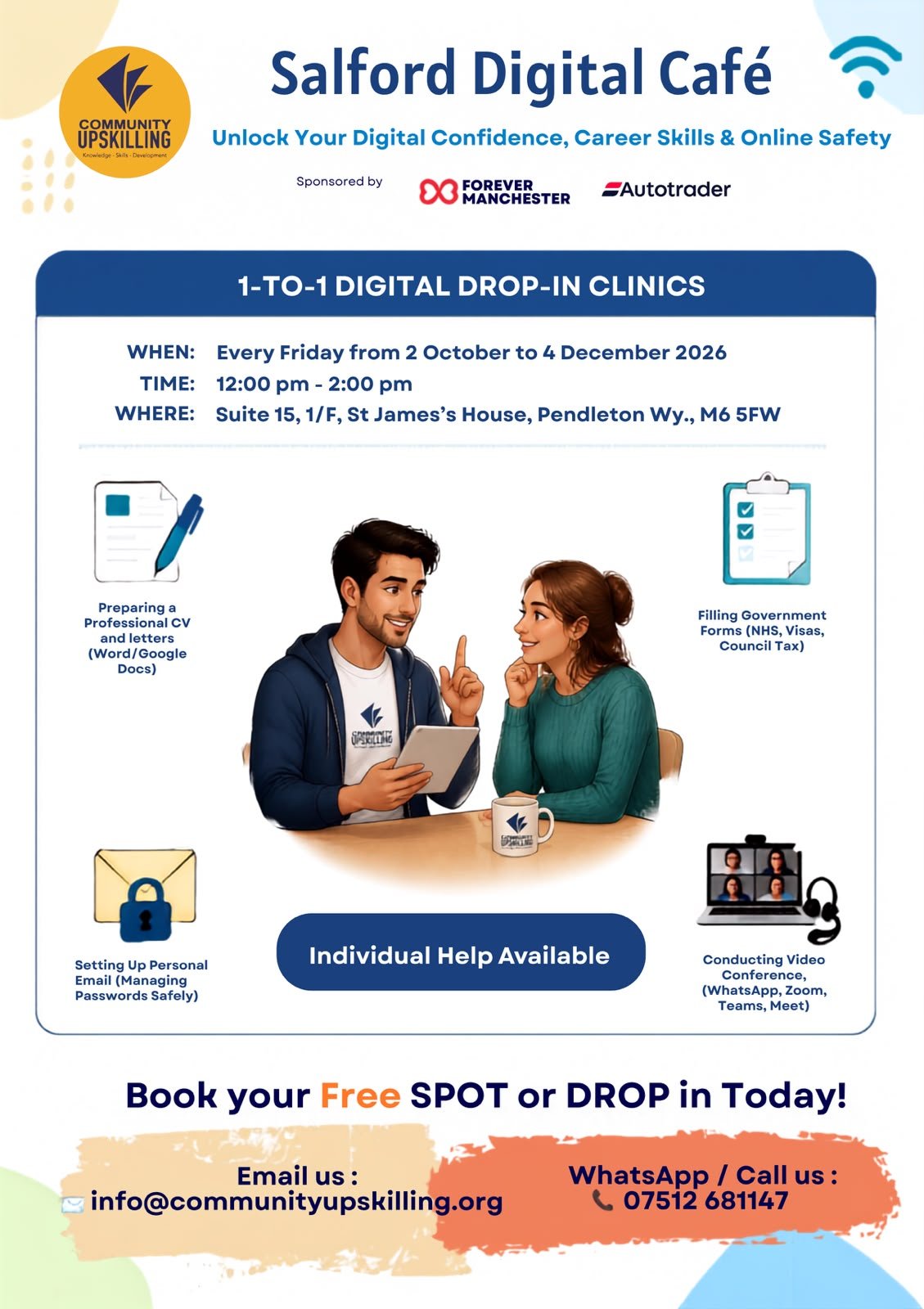 Salford Digital Café: 1-to-1 Digital Drop-in Clinics